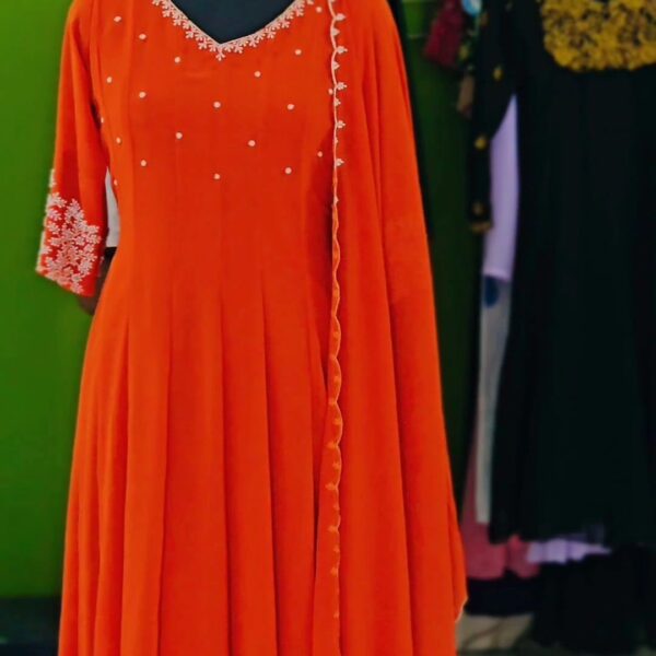 ✨ Elegant in every fold! This brick orange outfit blends grace and charm — perfect for festive vibes or a classy casual look.