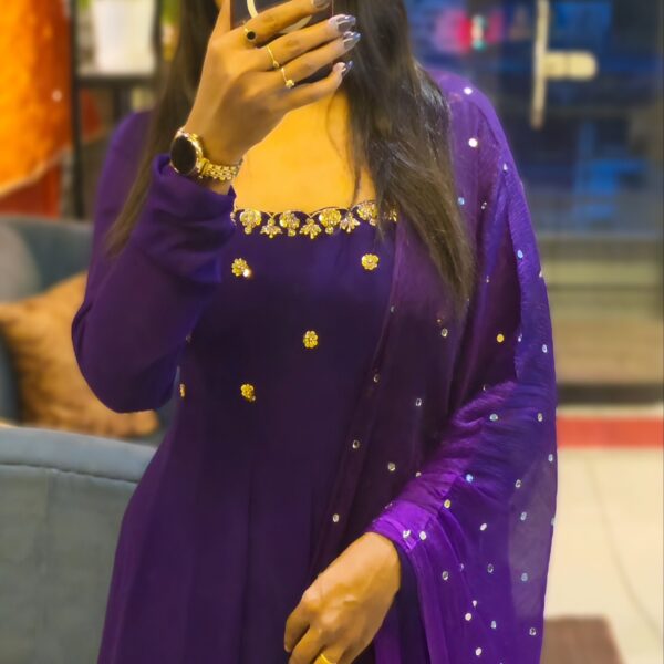 purple with mirror duppatta